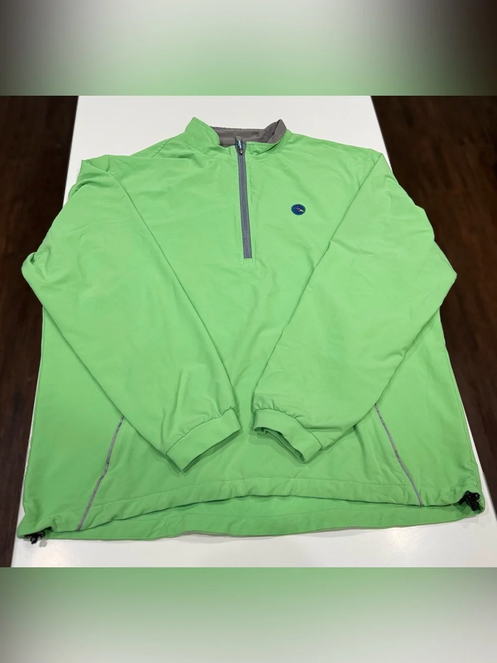 Peter Millar Element 4 Wind 1/4 Zip Mock Neck Pullover Green/Gray XL